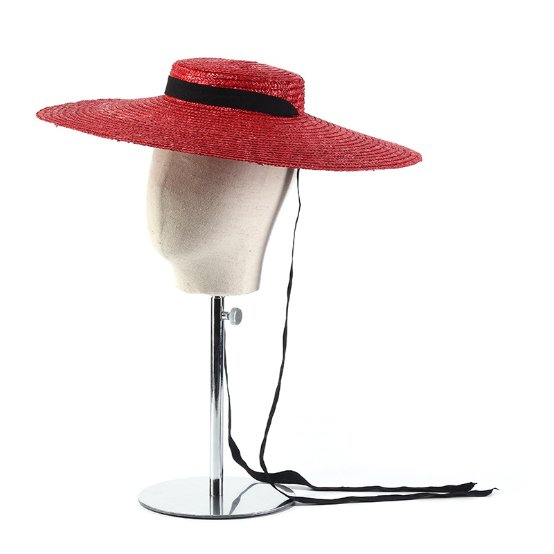 Bucket Hat Straw - 15cm Wide Brim Straw Hat Flat