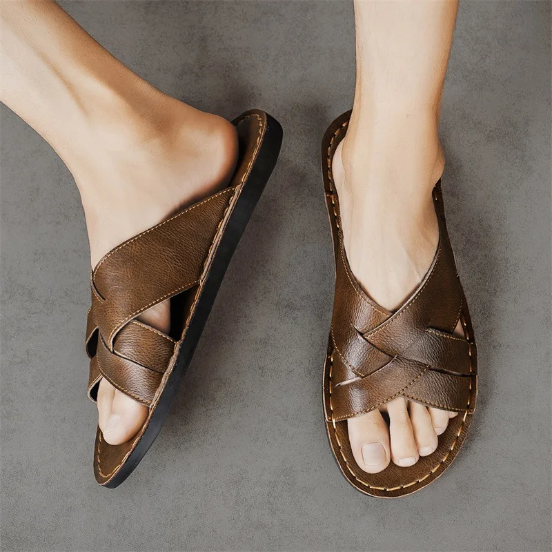 Genuine Leather Men Casual San - Flip Flop Leather Men review and price