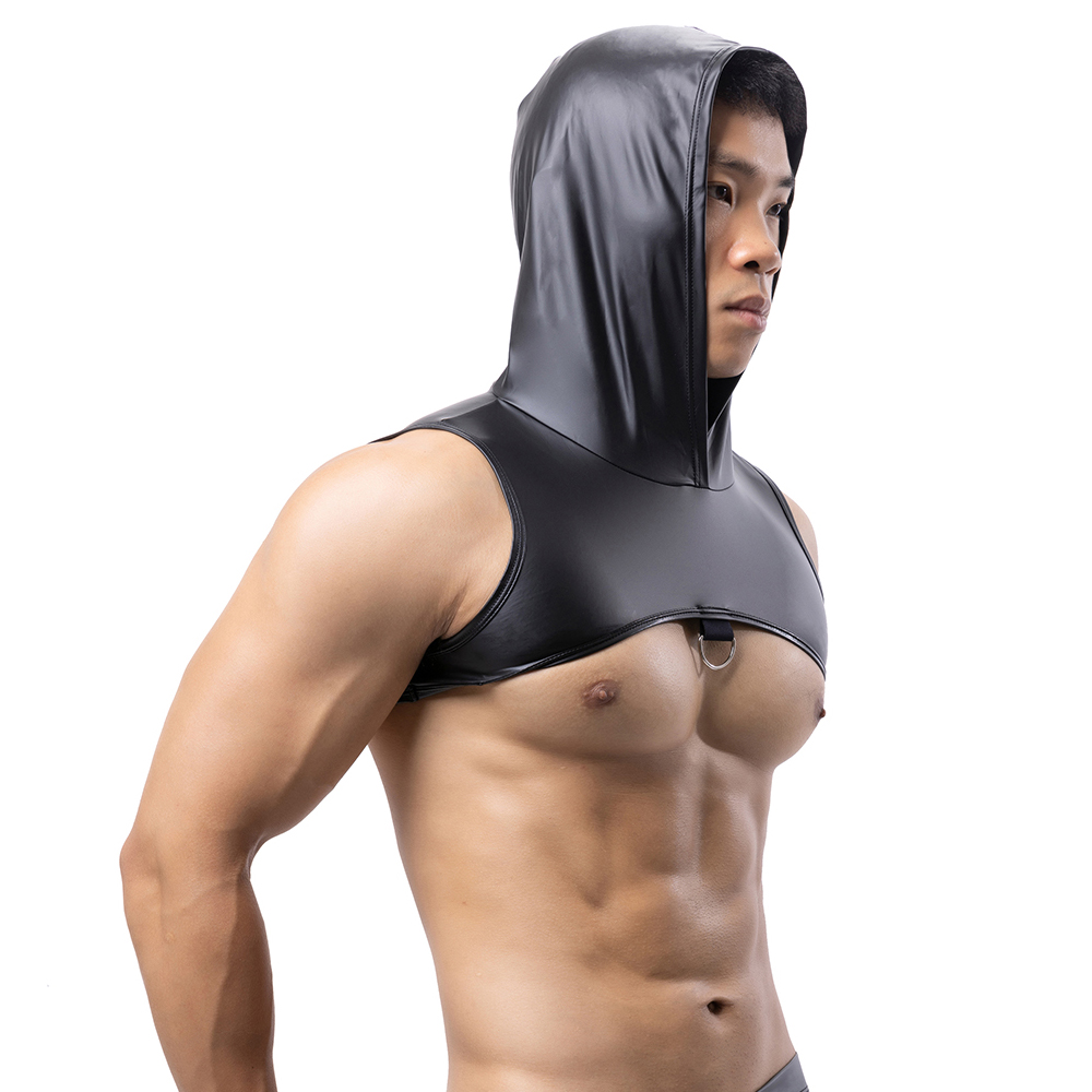 Men Faux Leather Hooded Fitnes - Tank Top Muscle review and price