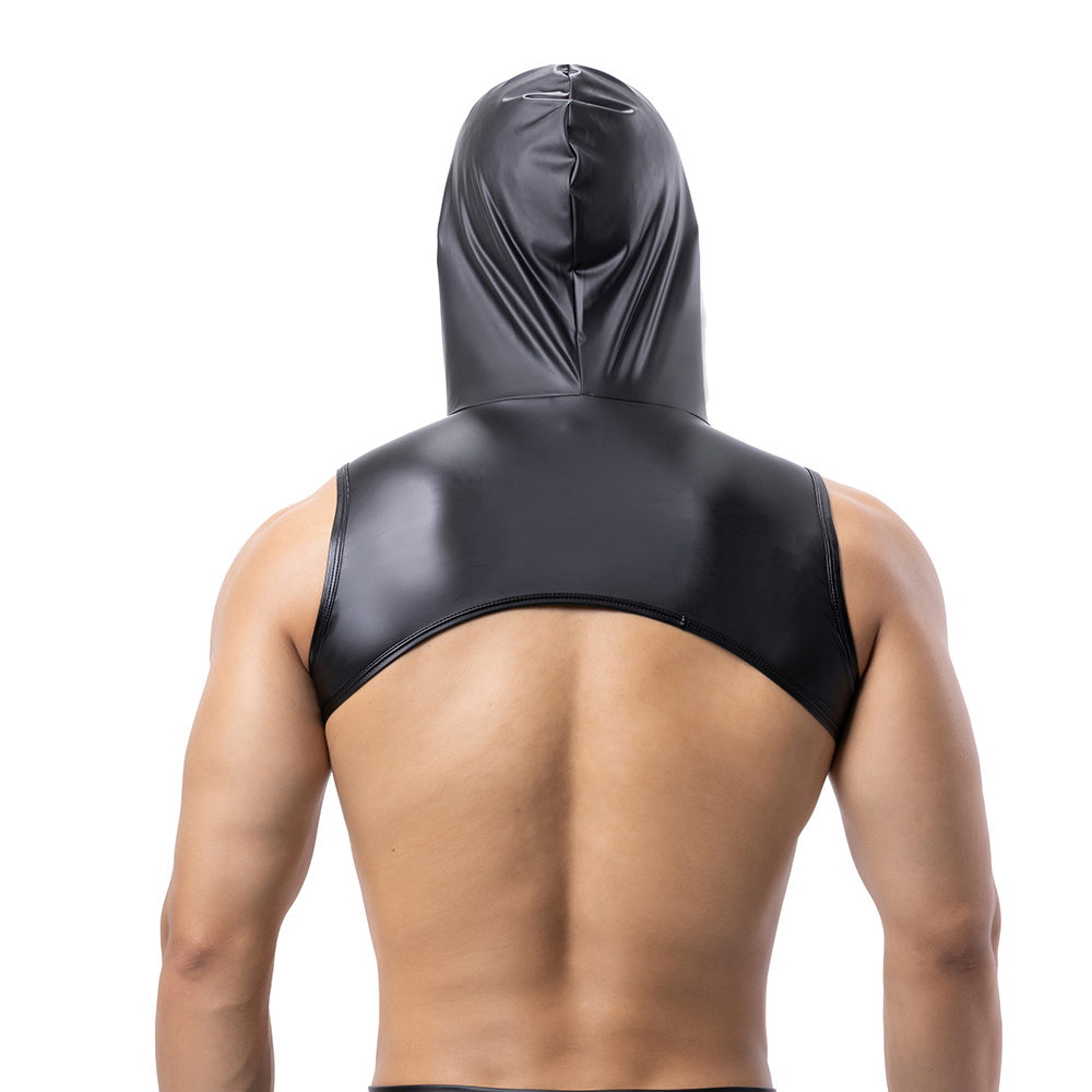 Men Faux Leather Hooded Fitnes - Tank Top Muscle review and price