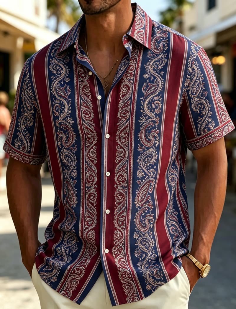 Men's Short Sleeve Shirt Lapel - Resort Shirt Floral review and price